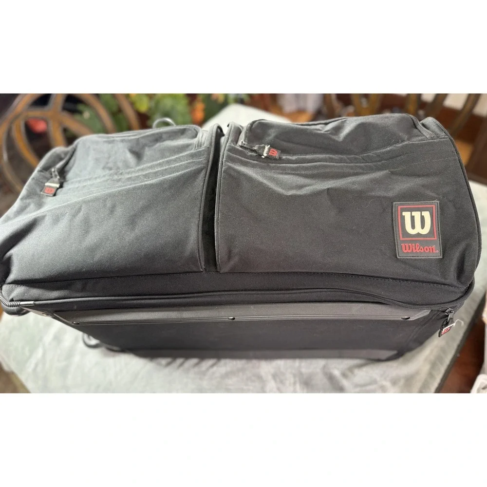 Wilson Black Rolling Duffel Bag Large Wheeled Travel Luggage Sports Gear